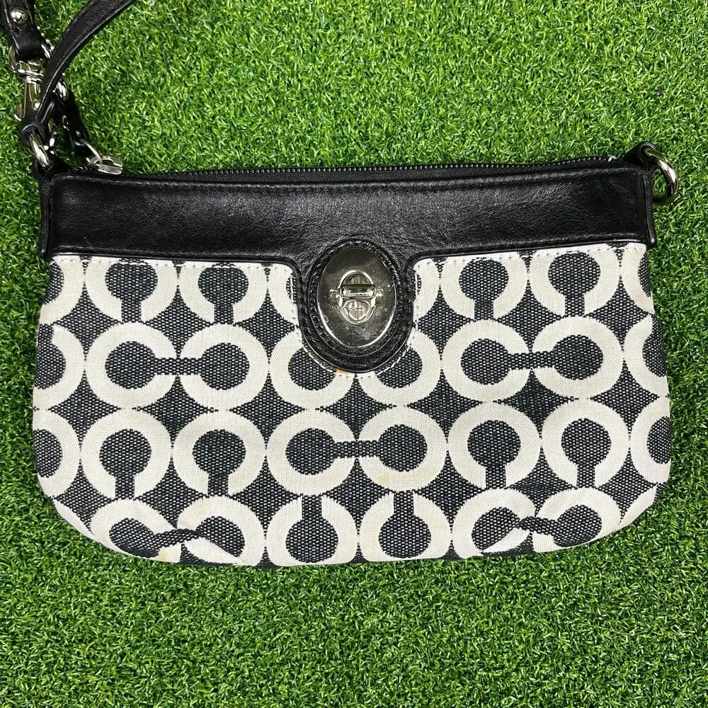 Coach Black White Monogram Mini Handbag